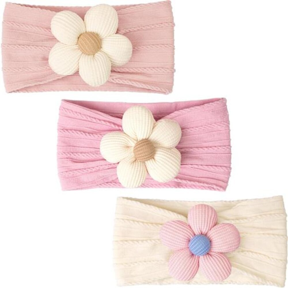 CÉLLOT 3 Pcs Baby Girl Headbands with Flower Nylon Headbands Soft Stretchy